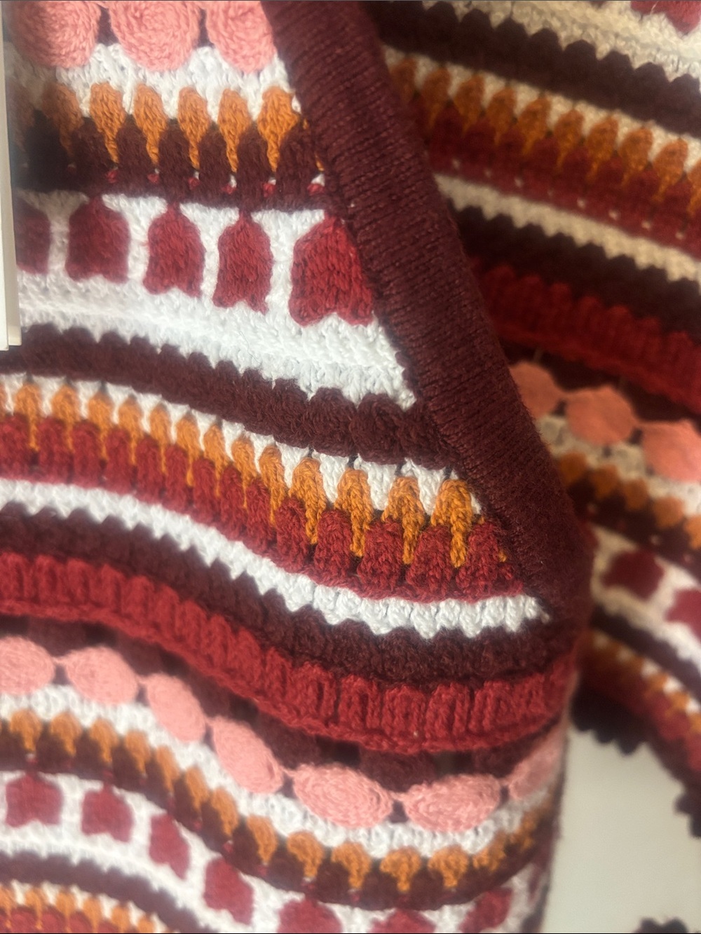Sezane Burgundy Matching Set Multicolor Fair Isle Knit Sweater - Picture 5 of 9